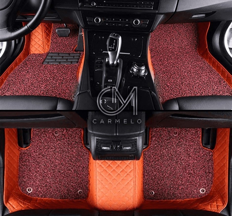 OrangeMarbleCar Mats , Abstract Car Mats, Car Mat Set, Orange Car